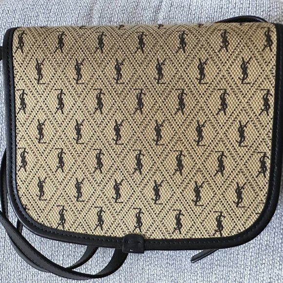 Saint Laurent Flap Satchel Monogram All Over Canvas & Leather - Excellent Cond. - Picture 3 of 13